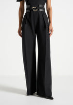 Valerie - Tailored Off Shoulder Jumpsuit With Belt - Black