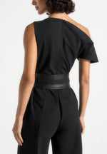 Valerie - Tailored Off Shoulder Jumpsuit With Belt - Black