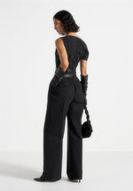 Valerie - Tailored Off Shoulder Jumpsuit With Belt - Black