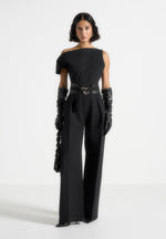 Valerie - Tailored Off Shoulder Jumpsuit With Belt - Black