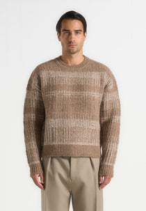 Arthur - Check Wool Knit Jumper - Taupe/Beige