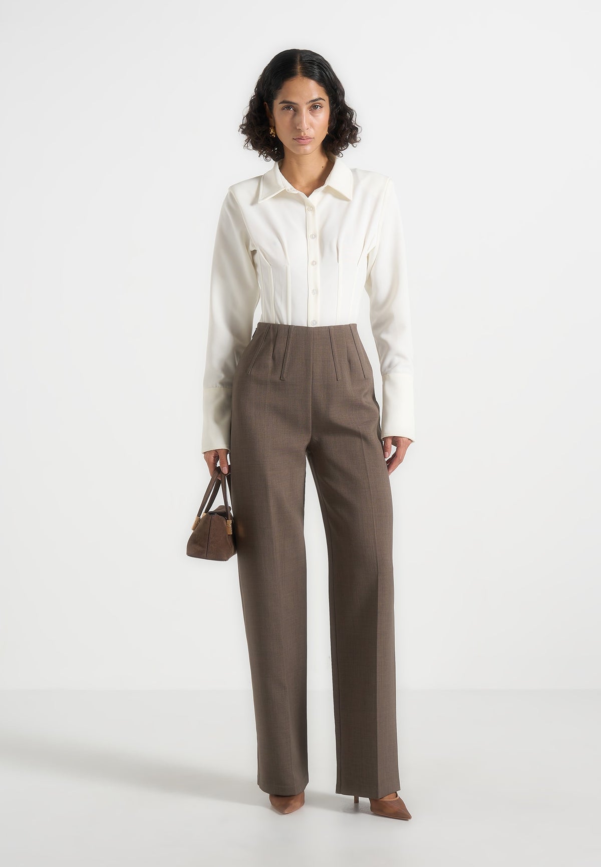 Rafaela - Corset Waist Tailored Trousers - Taupe