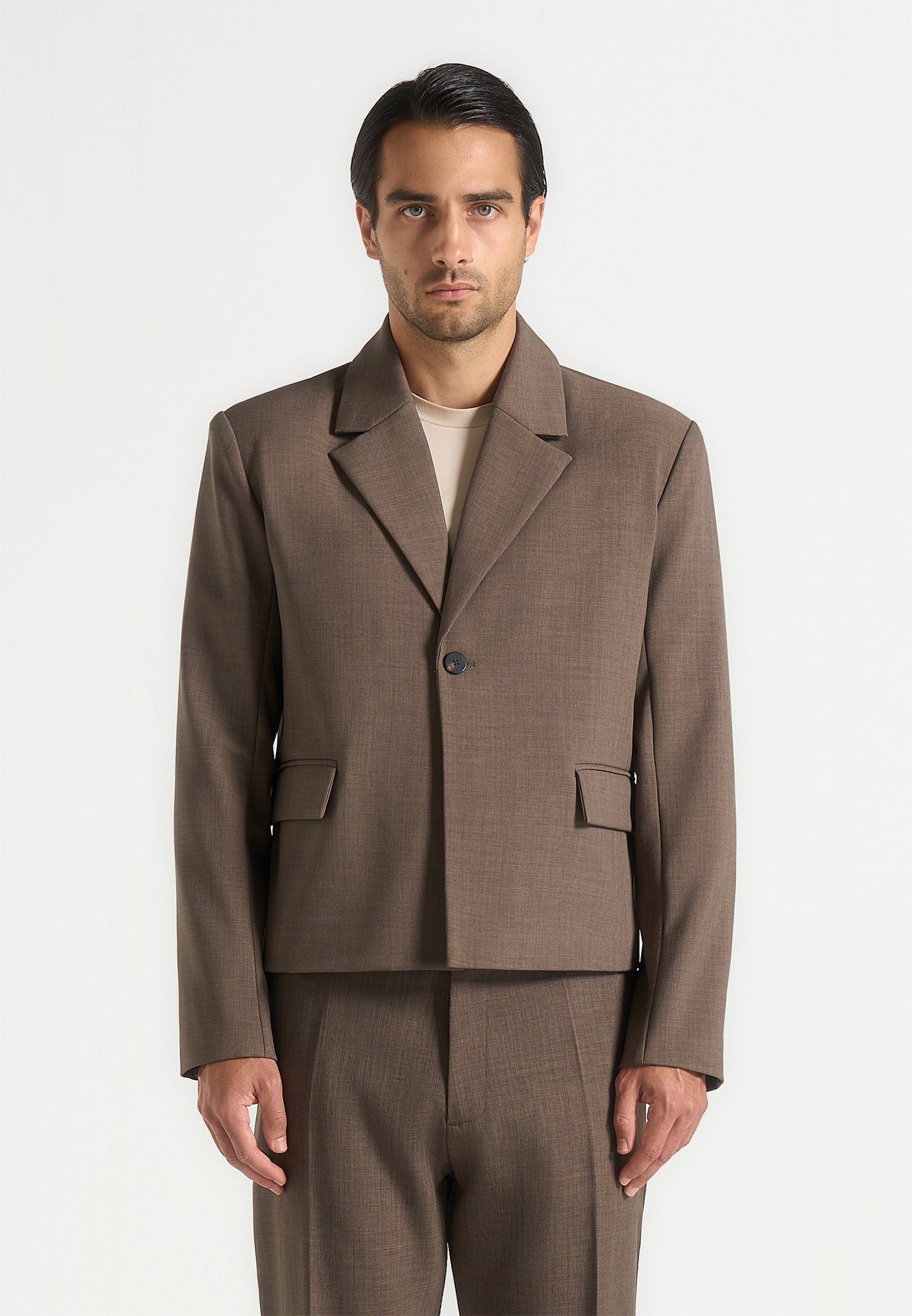 Silas - Tailored Cropped Blazer - Taupe 