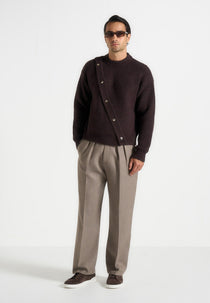 Theo - Asymmetric Brushed Wool Knit Jumper - Brown