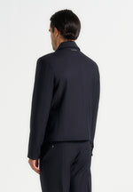 Silas - Pinstriped Tailored Cropped Blazer - Navy
