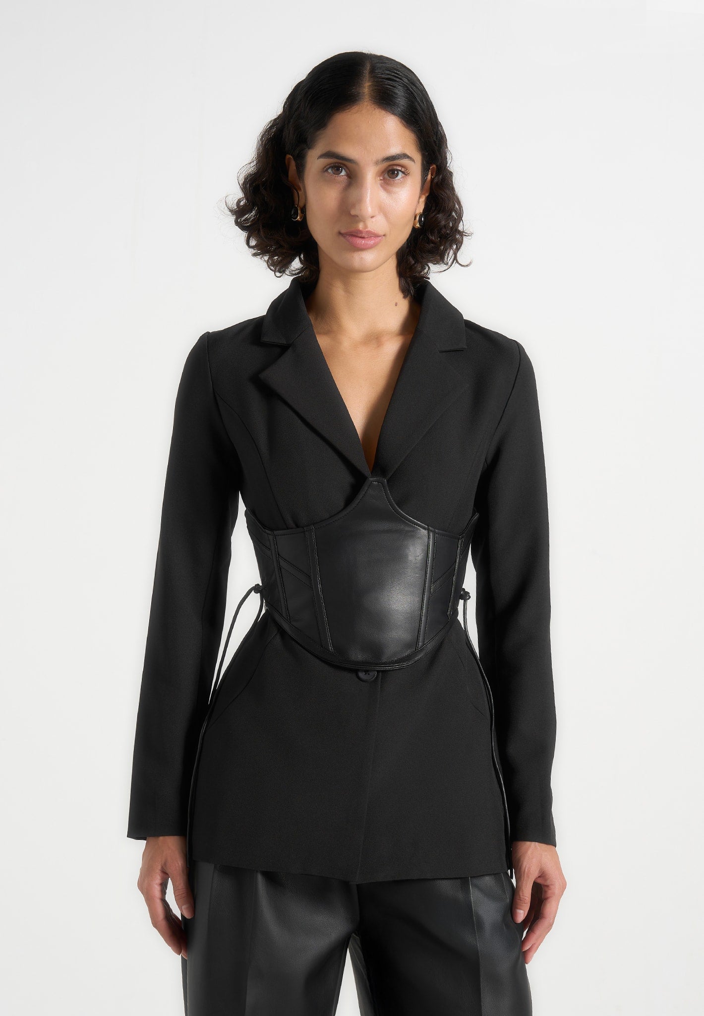 blazer-with-vegan-leather-corset-black