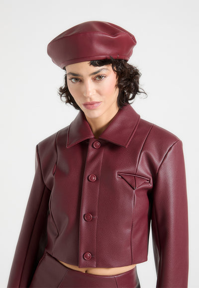 leather-beret-wine-red