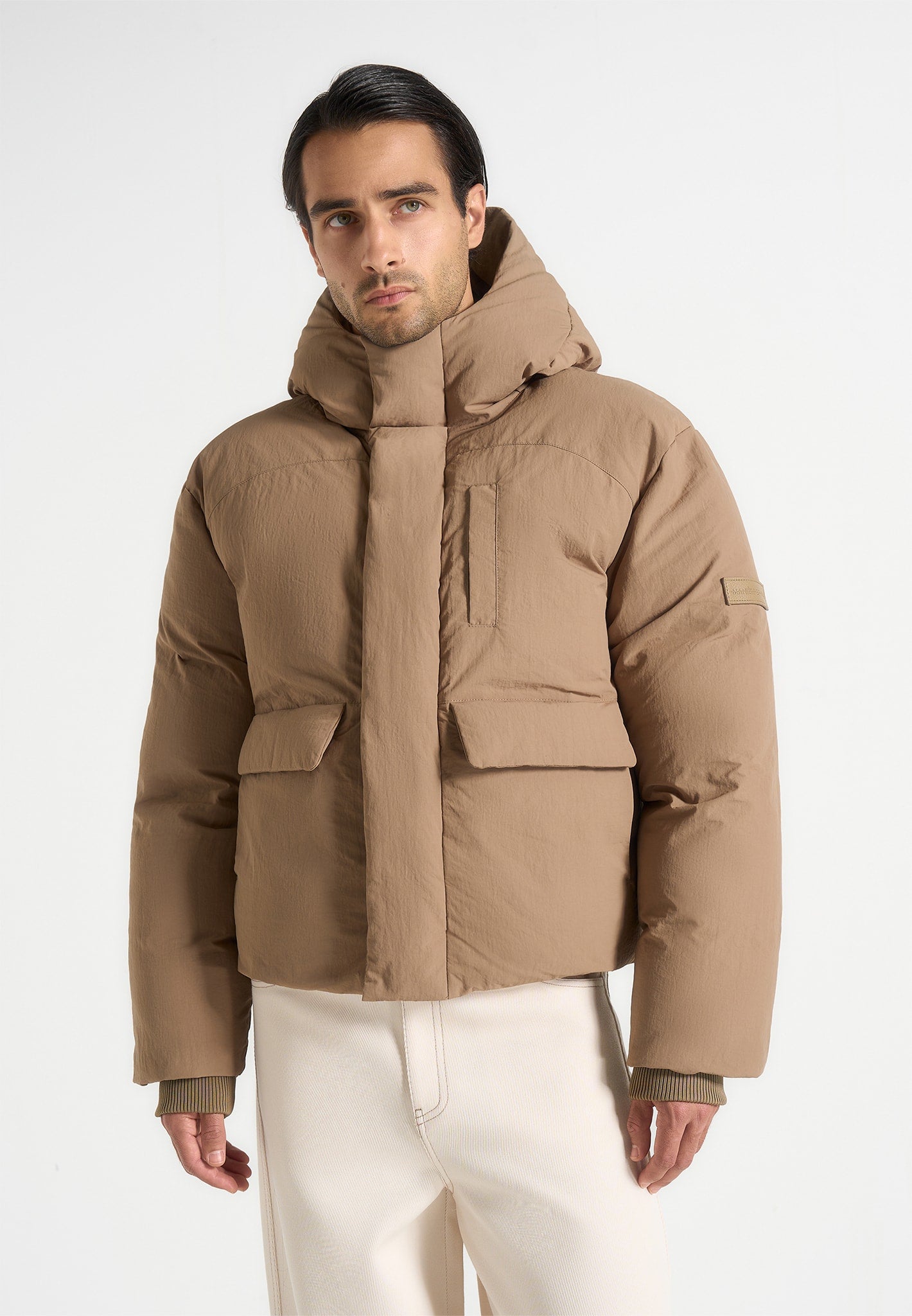 Casey - Unisex Minimal Raglan Puffer Jacket - Taupe