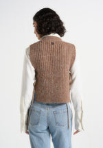 Danya - Wool Cable Knit Vest With Ties - Taupe