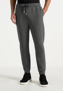 Dion - Neoprene Minimal Tapered Fit Cuffed Joggers - Charcoal Grey