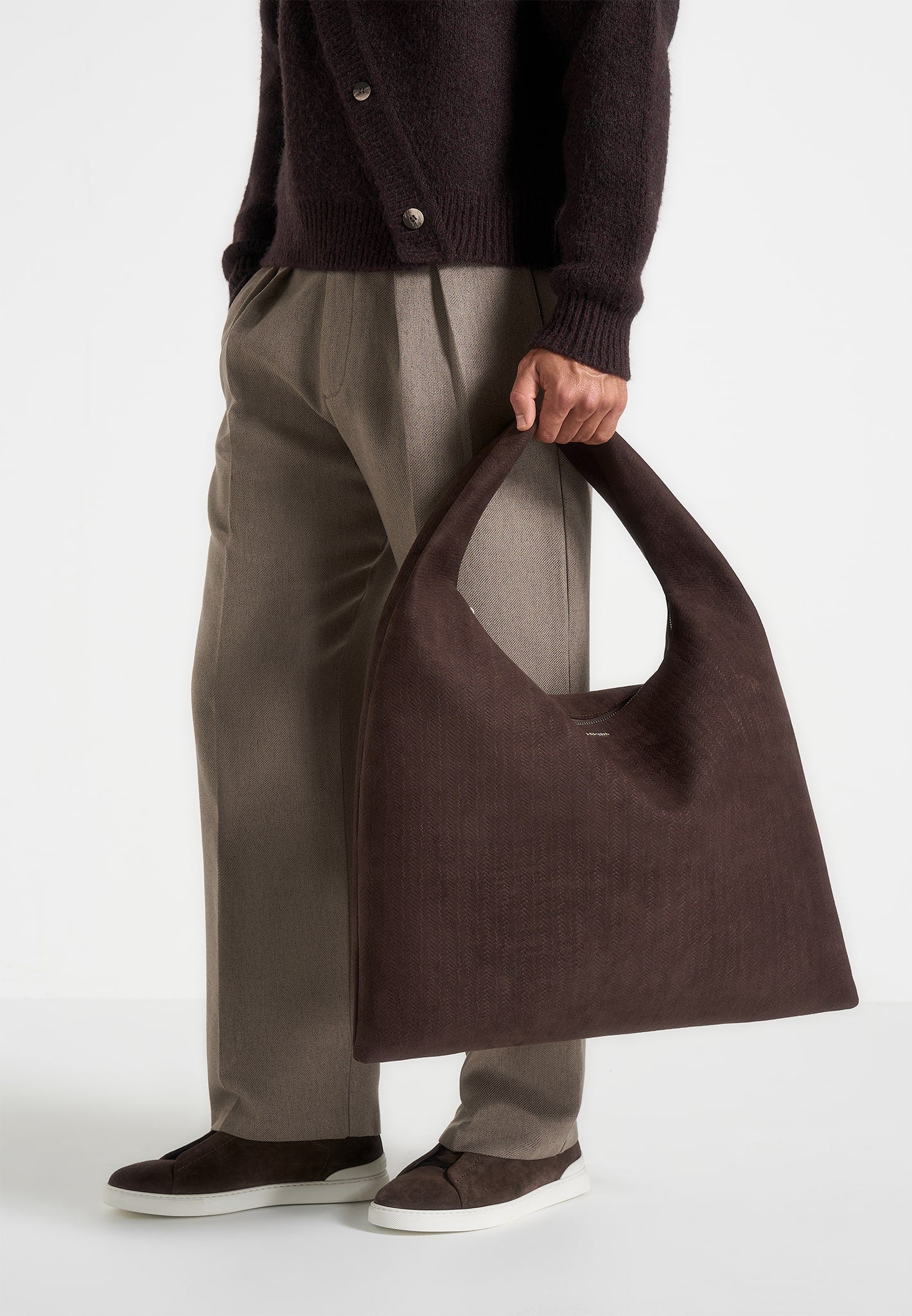 Aubin - Braided Suede Tote Bag - Brown 