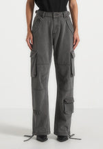 Mid Rise Cargo Pants - Washed Grey