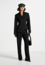 Thalia - Asymmetric Tailored Double Breasted Blazer - Black