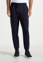 Dion - Neoprene Minimal Tapered Fit Cuffed Joggers - Navy