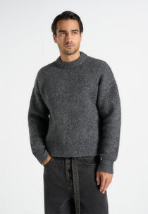 KW001 - Brushed Wool Knit Jumper - Grey