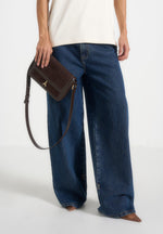 Misha - Suede & Leather Crossbody Bag - Brown