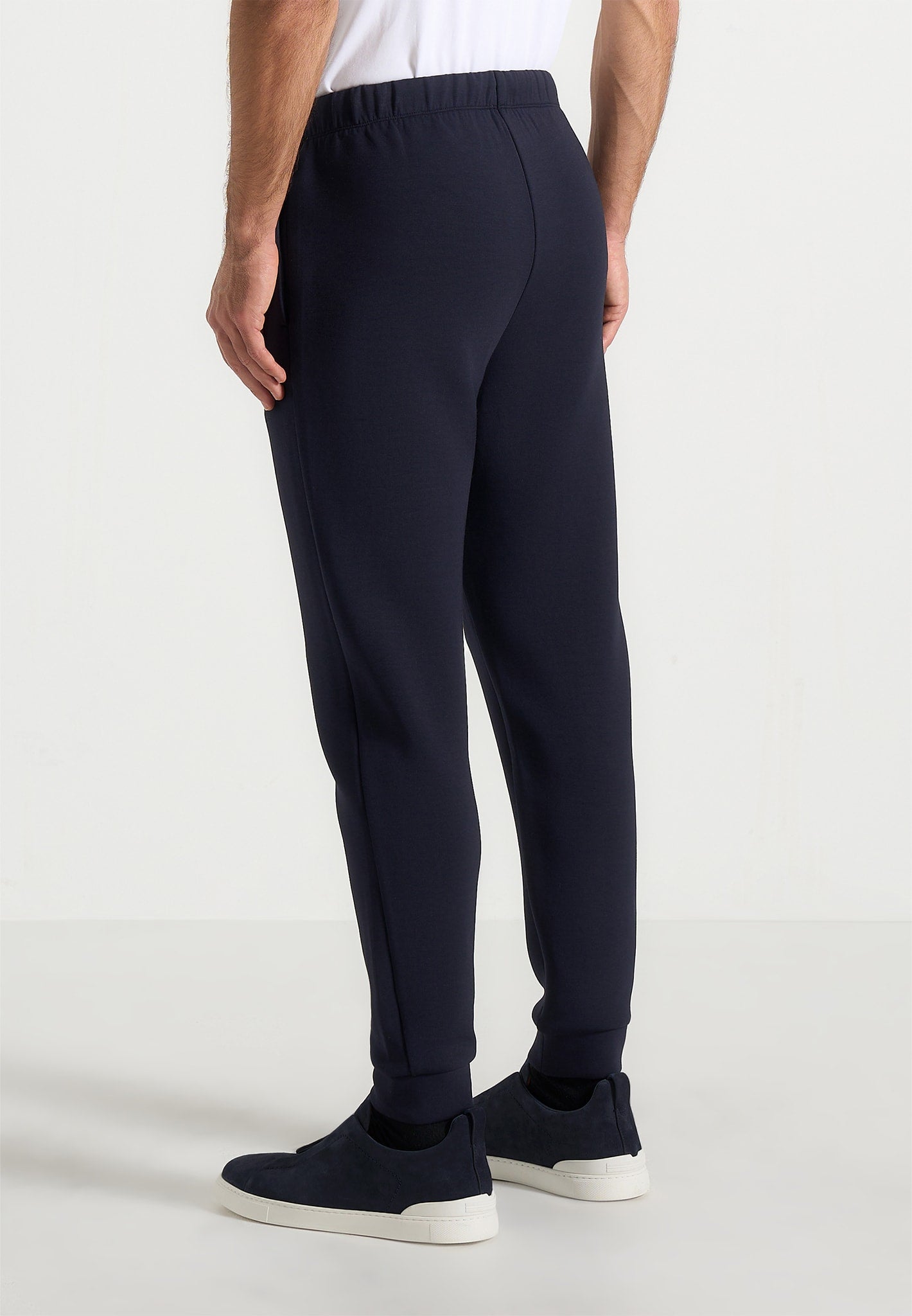 Dion - Neoprene Minimal Tapered Fit Cuffed Joggers - Navy