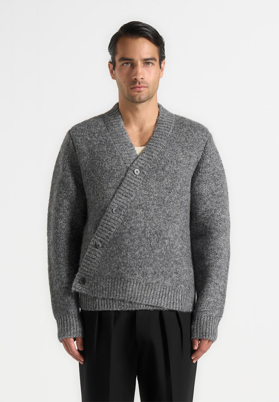 dani-unisex-asymmetric-brushed-knit-cardigan-grey