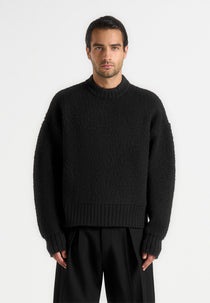 KW001 - Brushed Wool Knit Jumper - Black