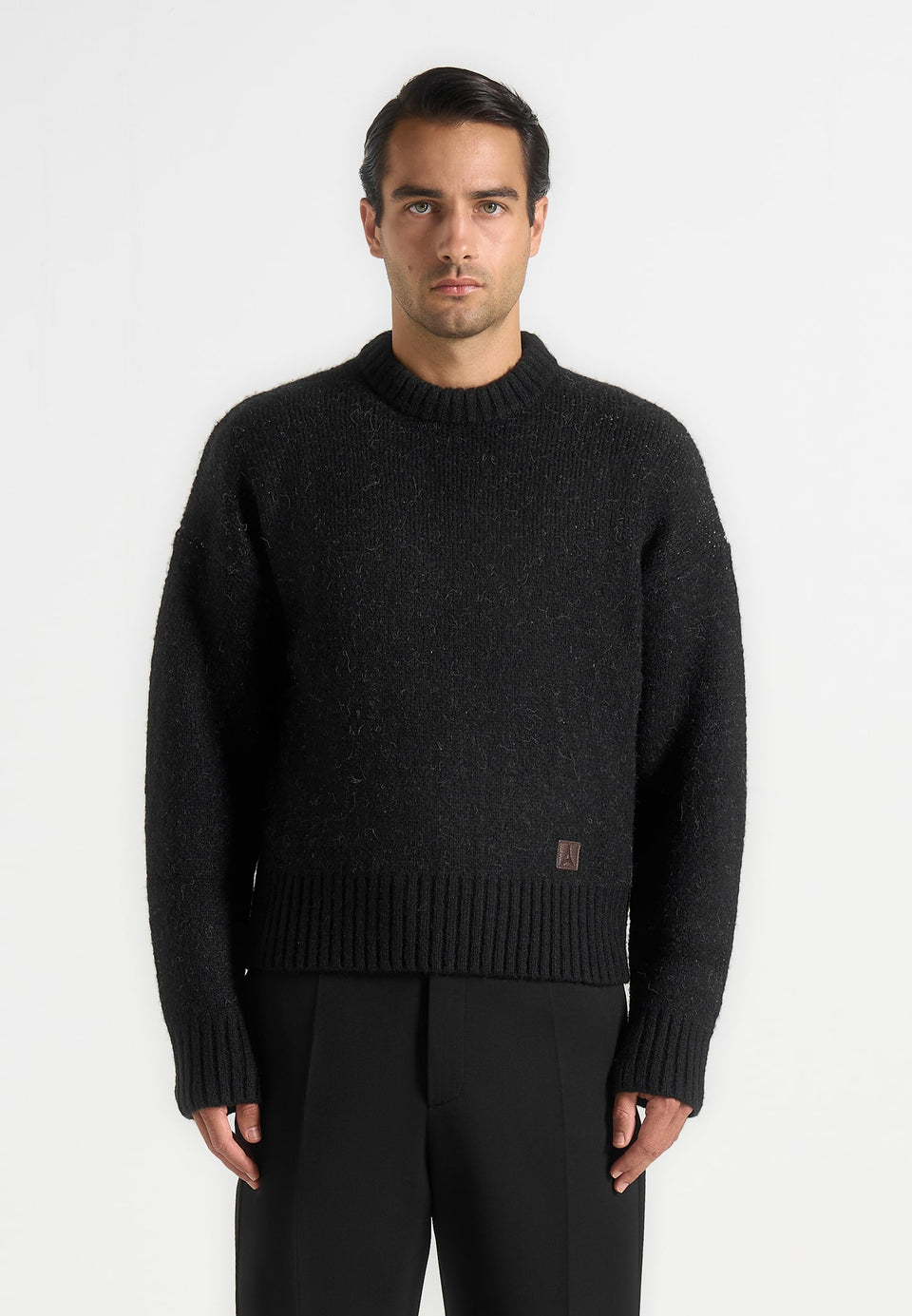kamil-art-slogan-brushed-wool-knit-jumper-black