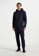 Drew - Neoprene Minimal Regular Fit Hoodie - Navy
