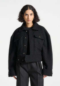 Boxy Boucle Jacket - Black