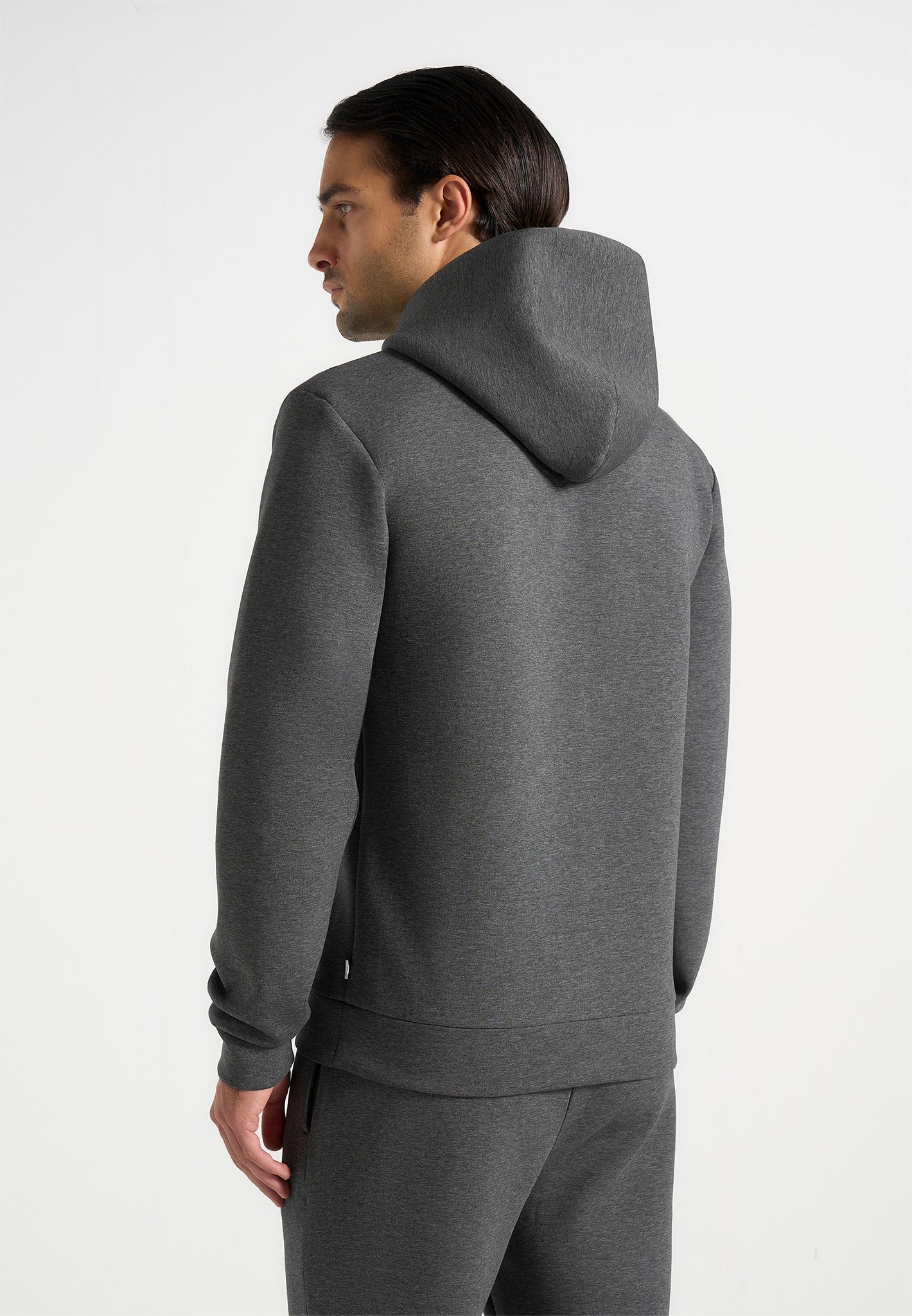 Drew - Neoprene Minimal Regular Fit Hoodie - Charcoal Grey