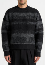 Ayden - Check Wool Knit Jumper - Black/Grey