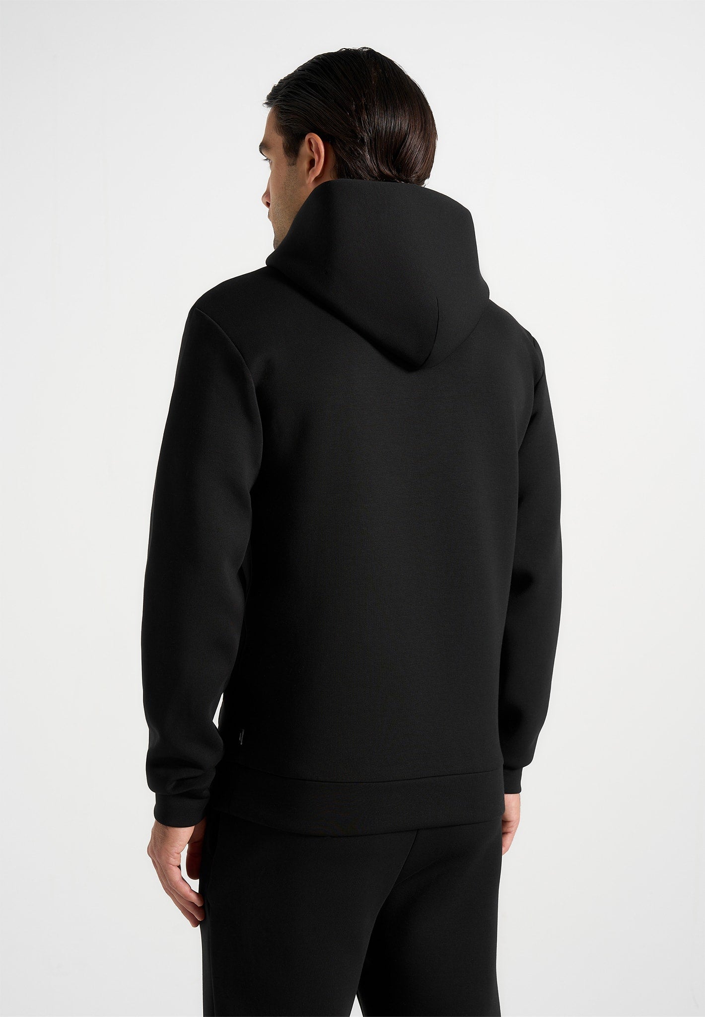 Drew - Neoprene Minimal Regular Fit Hoodie - Black