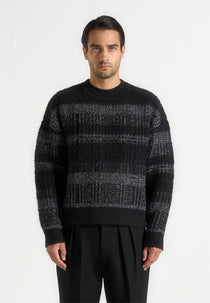 Ayden - Check Wool Knit Jumper - Black/Grey