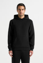 Drew - Neoprene Minimal Regular Fit Hoodie - Black