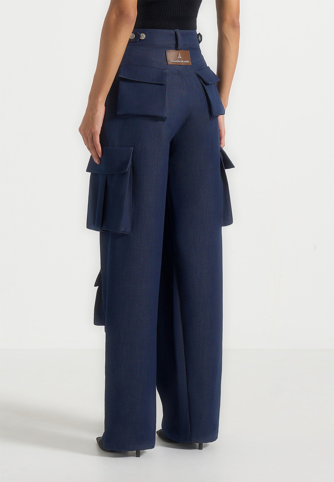 Emilie - High Waisted Cargo Pants - Indigo
