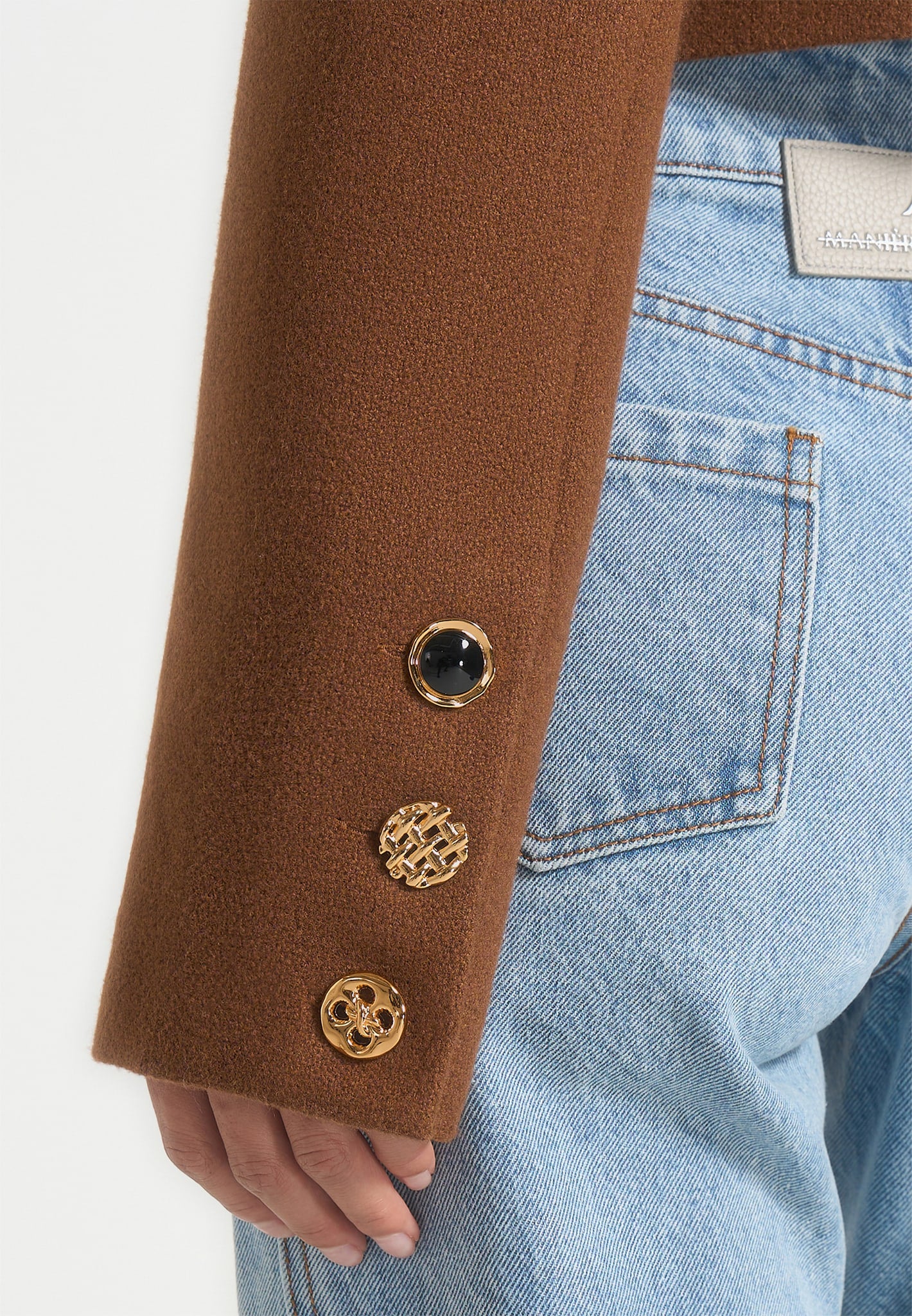 Evana - Structured Wool Jacket With Mixed Buttons - Brown