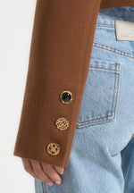 Evana - Structured Wool Jacket With Mixed Buttons - Brown