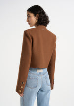 Evana - Structured Wool Jacket With Mixed Buttons - Brown
