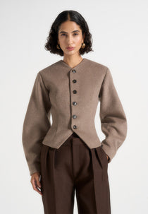 Aya - Wool Hourglass Jacket - Taupe