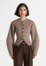 Aya - Wool Hourglass Jacket - Taupe