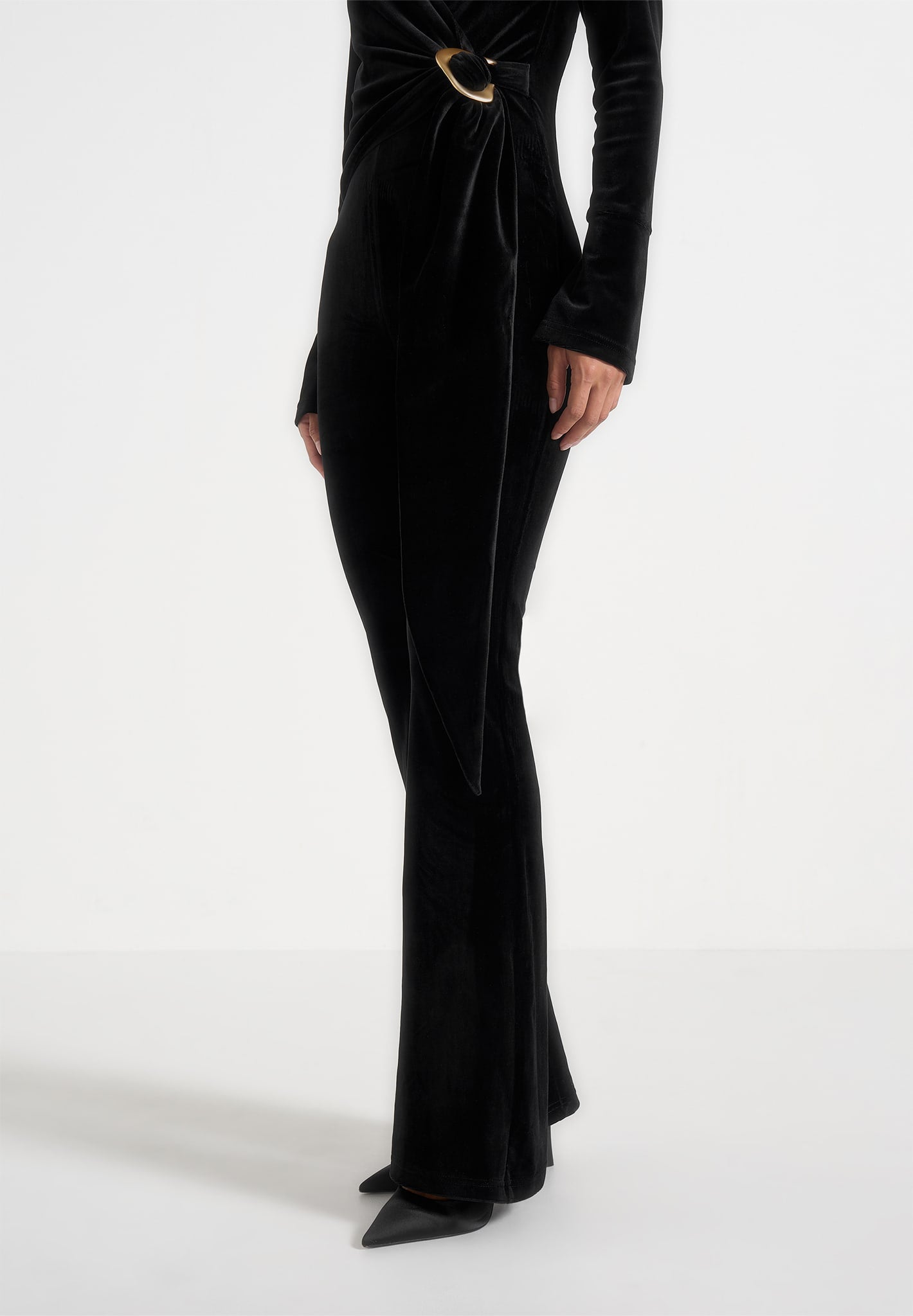 Solel - Velour Wrap Jumpsuit - Black
