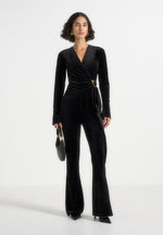 Solel - Velour Wrap Jumpsuit - Black