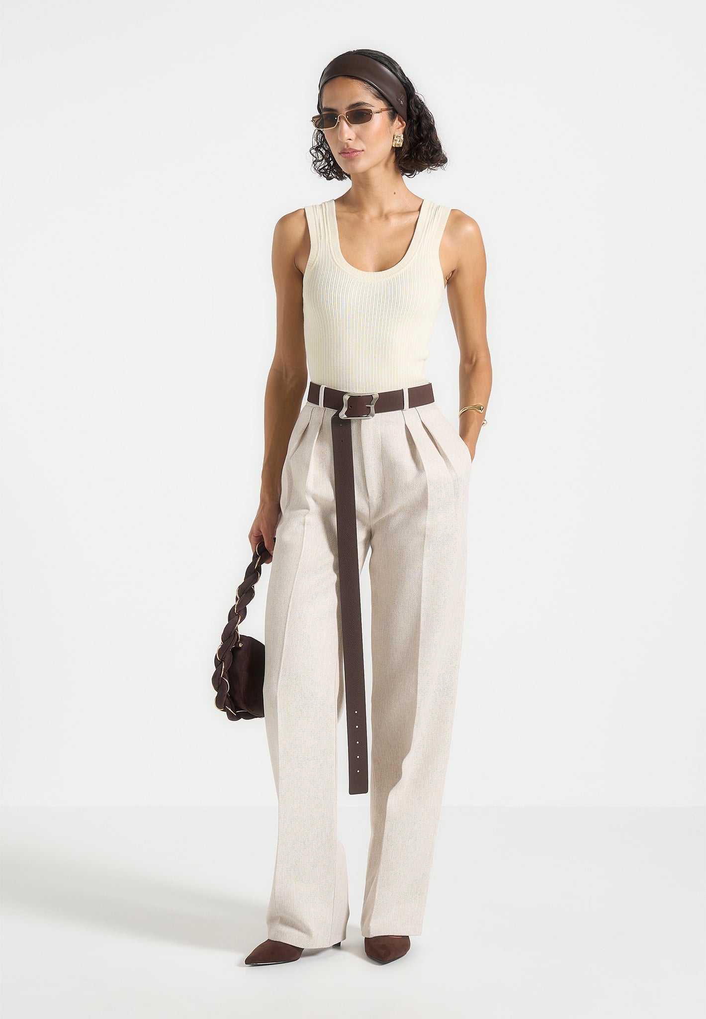 VS001 - Scoop Neck Ribbed Cotton Vest - Cream 