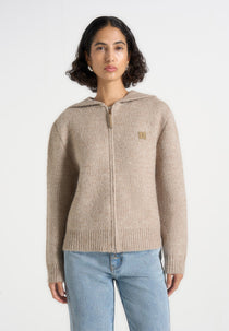 Billie - Unisex Brushed Zip Hoodie - Beige