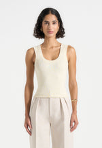 VS001 - Scoop Neck Ribbed Cotton Vest - Cream