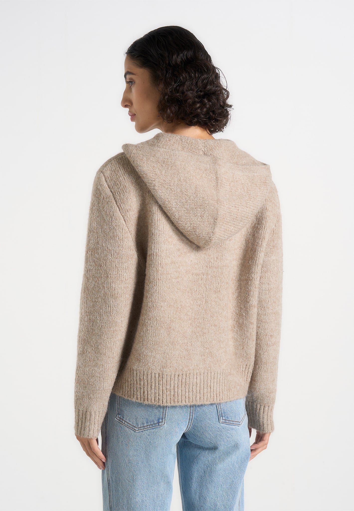 Billie - Unisex Brushed Wool Zip Hoodie - Beige