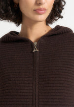 Eden - Unisex Ribbed Knit Zip Up Hoodie - Brown