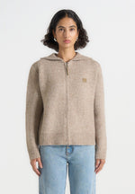 Billie - Unisex Brushed Wool Zip Hoodie - Beige