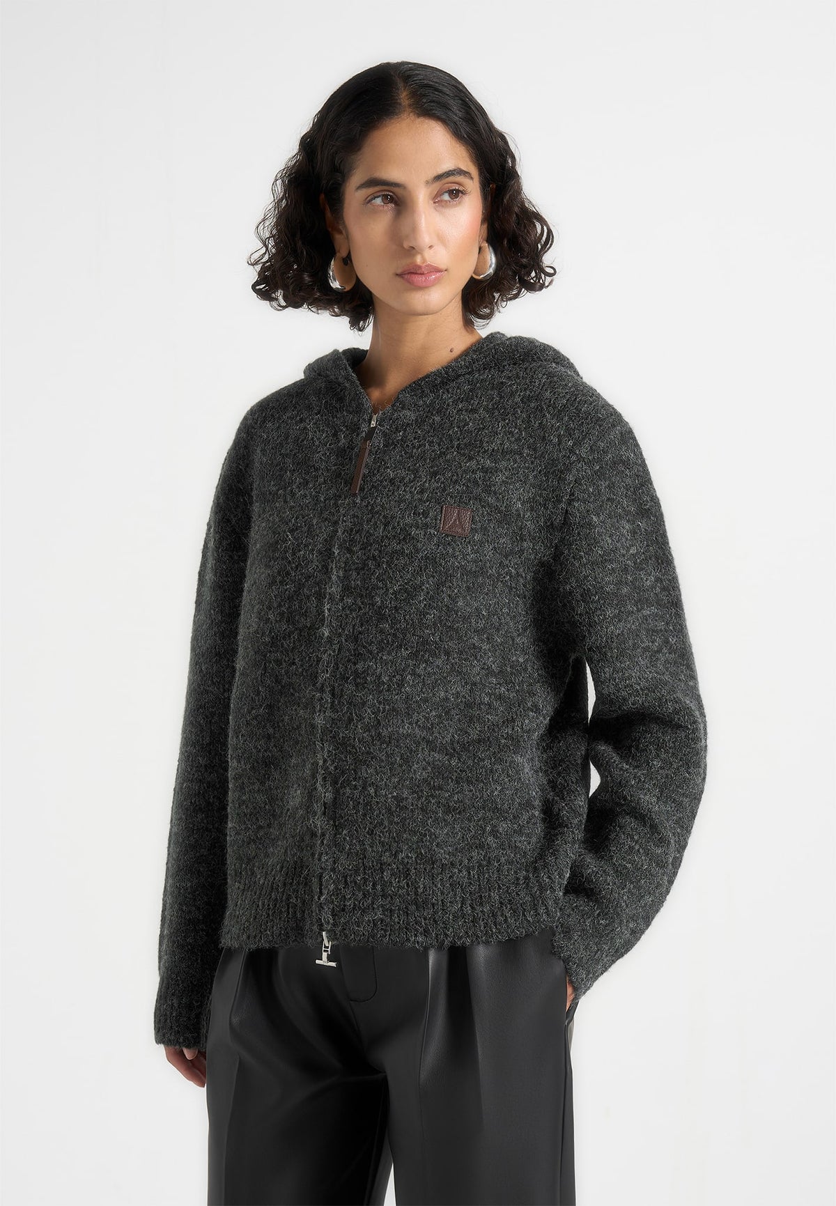 Billie - Unisex Brushed Zip Hoodie - Grey