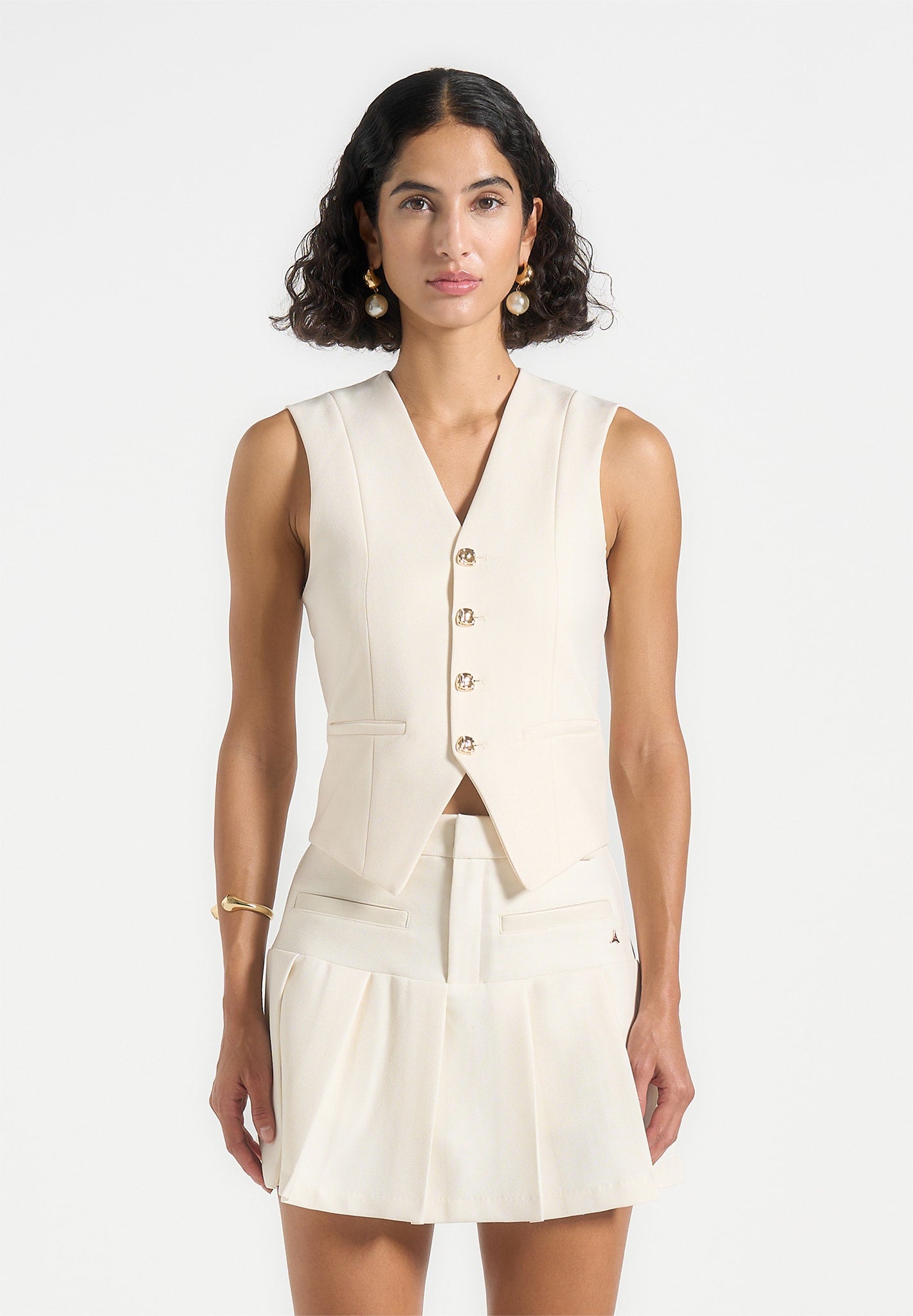 Christine - Tailored Cinch Waistcoat - Cream