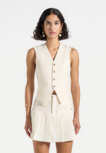 Christine - Tailored Cinch Waistcoat - Cream