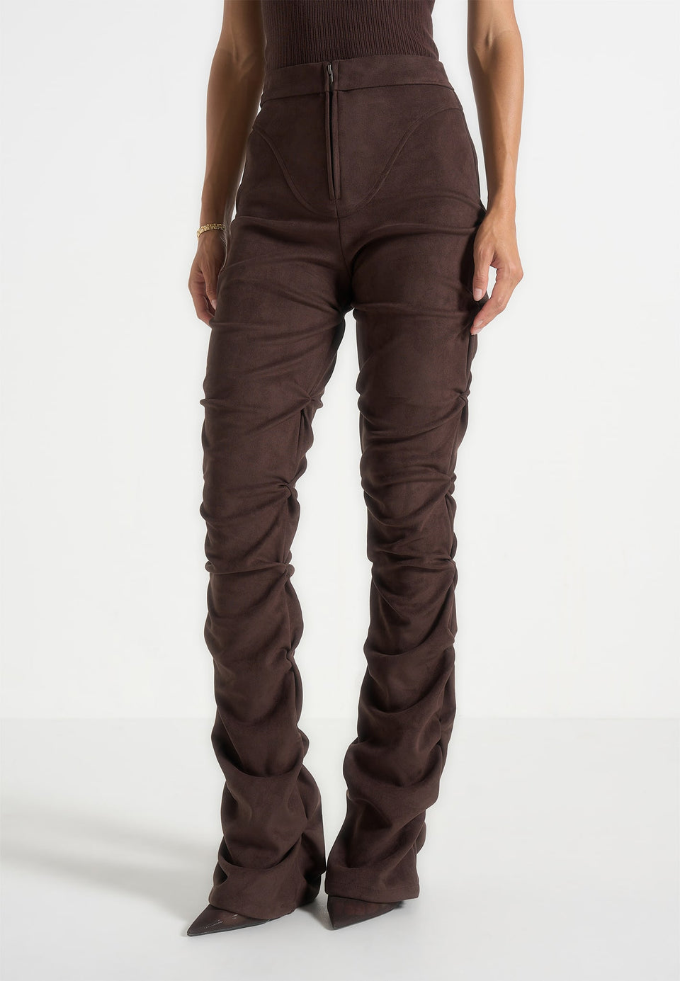 caroline-tacked-suede-fit-and-flare-trousers-brown