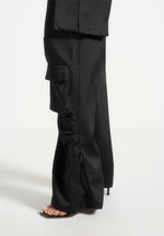 satin-high-waisted-cargo-pants-black